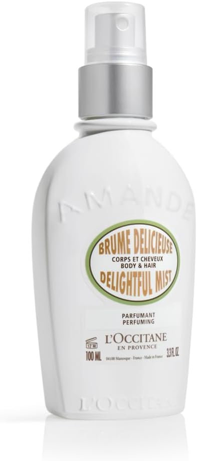 L'OCCITANE Almond Hair & Body Mist, Lightweight Hydrating Fragrance Spray, 3.3 Fl Oz | Hydrating glow finish, light, sweet go