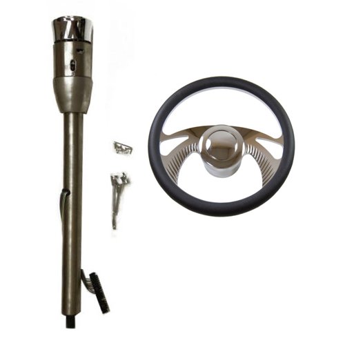 32" Raw Manual Steering Tilt Column with Adapter & 14" Chrome Billet Aluminum
