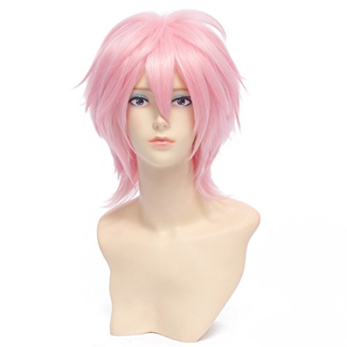 Paixpays light pink shrot spike cosplay anime party full synthetic hair wig wigs
