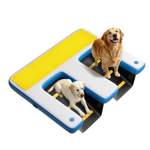 Rampa inflable de doble cara para perros de hasta 200 kg, robusta rampa de PVC 190 x 150 cm, superf…