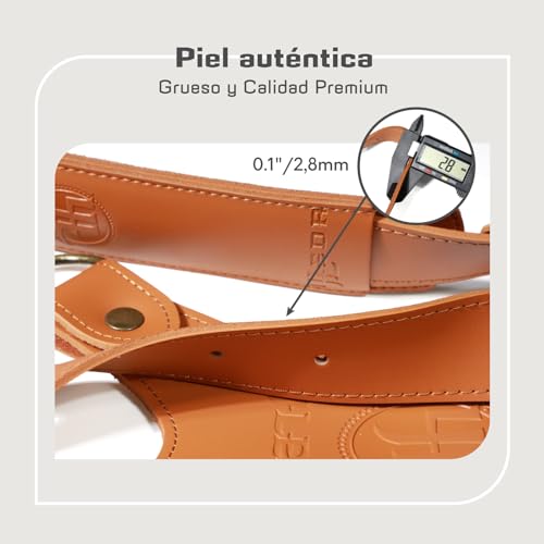 4J LEDR Photo Camera Strap, Professional Photographic Camera Strap for Photographic Camera, Camera Shoulder Strap, Leather Camera Strap, Multiple Camera Equipment for Dslr/Slr Strap | Arnés doble de cuero de grano completo para dos cámaras, bandolera doble ajustable con patrón en X para DSLR/SLR