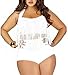 Creabygirls Womens Plus Size Print High Waist Two Piece Tassel Swimsuits(White,XX-Large)