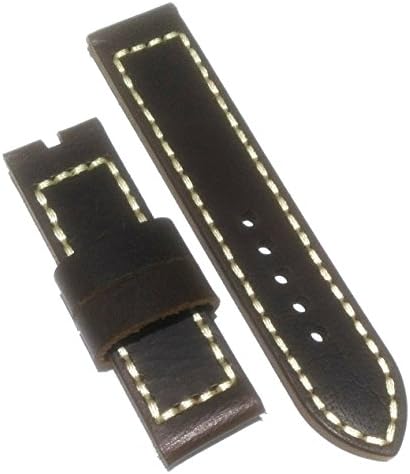 New Arrival Choc Brown 24mm OEM style stitched leather and Rubber Watch Strap Band for Panerai