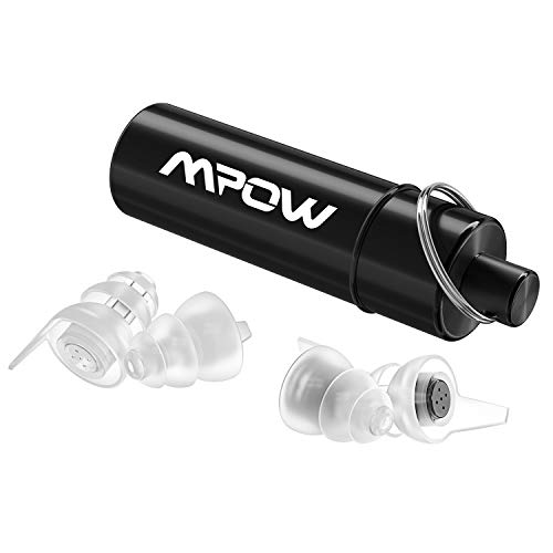 Mpow 096A High Fidelity Ear plugs 2 Pairs, SNR 28dB Concert Ear Plugs, Noise Reduction Music Earplugs (Aluminum Carry Case Included) for Musicians, DJ's, Drummers, Festival, Nightclub, Clear&Black