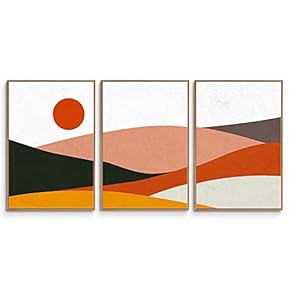 3 Piece Framed Canvas Wall Art Abstract Mountain Canvas Prints Home Artwork Decoration for Living Room,Bedroom - 16"x24"x3 Panels