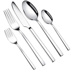 WUJO Cutlery Set, Stainless Steel Dinner Set, 60 Piece Dinnerware/Tableware/Silverware Set Service for 12 Person…
