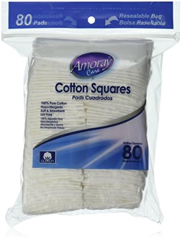 AMORAY CARE Cotton Pads, Square, 80 Count