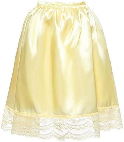 DYS Women's Satin Slip Short Petticoat Skirt Underskirt Lace Hem Many Colors
