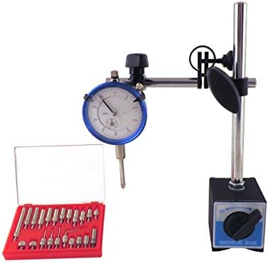 Magnetic Base with Fine Adjustment &amp; SAE Dial Test Indicator &amp; 22 Piece Anvile Point Set with 0.0005: Resolution (half a thousandth), 1" Travel, Accuracy 0.001" per 1" Mag Base MBDIAP