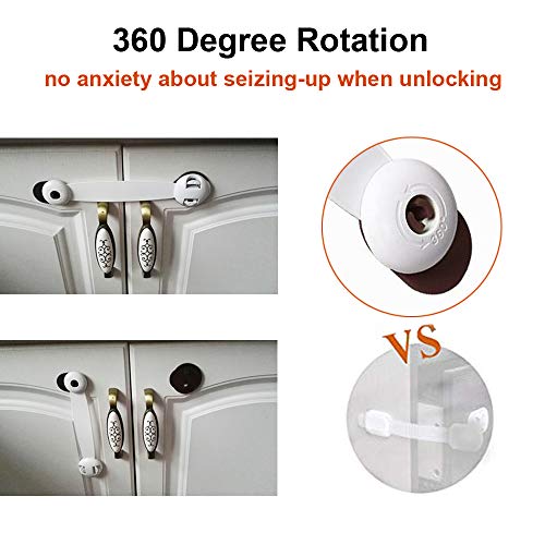 Cabinet Locks Child Safety Latches Baby Proofing Drawers Adhesive Lock no Drill Childproof Latch for Dresser, Fridge, Refrigerator, Freezer, Closet, Trash, Cupboard