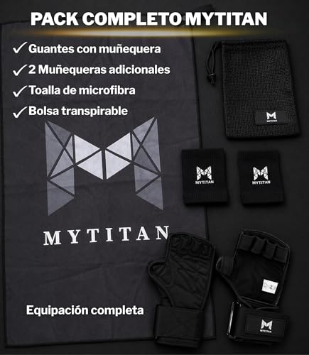 MYTITAN Men's Women's Open Gym Gloves | Wrist Strap with Metal Buckle | Crossfit Calisthenics Pull Up Weights | Non-Slip Silicone Grip | Full Pack S M L