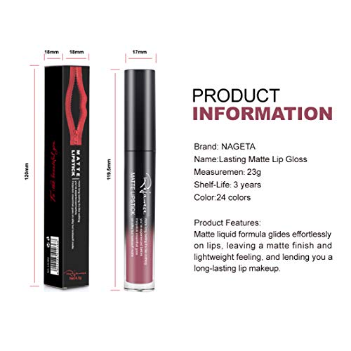 Lip Gloss by Rejawece - Waterproof Long Lasting Matte Lip Gloss Liquid Lipstick Beauty Makeup Cosmetics Lip Stick (Color 8#)
