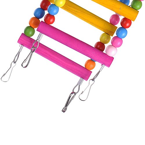 Keersi Wooden Climbing Ladder Toy for Bird Parrot Parakeet Cockatiel Macaw African Grey Cockatoo Lovebird Finch Budgie Rat Chinchilla Guinea Pig Squirrel Chickens Cage Perch Swing