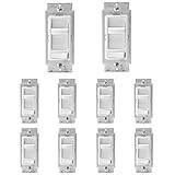 Leviton 6674-P0W SureSlide Universal 150-Watt LED and CFL/600-Watt Incandescent Dimmer, White, 10 Pack