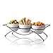 Ceramic Serving Bowls with Metal Rack - Round White Bowls Party Display Set for Serving Snacks, Appetizers, Candy, Nuts and Dips