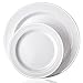 ELITE SELECTION disposable Plastic Plate Set - 40 Pack Premium Quality Dinnerware with 10.25” Dinner and 7.5” Salad Plate (20 Count Each) with Elegant Silver Double Trim for Wedding, Birthday & Party