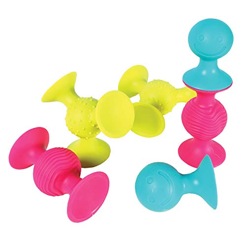 Fat Brain PipSquigz Bundle 6 Piece Baby Rattle Suction Cup Toys, BPA
