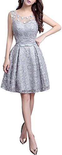 Levory J Women's Retro Floral Lace Cap Sleeve Vintage Swing Bridesmaid Dress (2, Silver Grey)