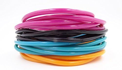 Wtz New 20 Piece Set of Black Teal Orange & Blush Colored Jelly Bracelets #B2011