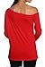 ANGVNS Women's Long Sleeve Off Shoulder Letter Print Tops T-Shirt … Red