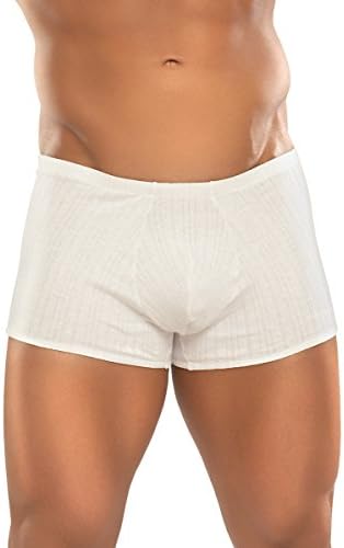 Pointelle Cotton Knit White Pouch Short for Men (Men Large (36-38), White-2 PACK)
