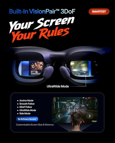 VITURE Beast XR/AR Glasses: Biggest. Brightest. Smartest. 174" 1200p 58° FOV, Built-in VisionPair™ 3DoF, Dynamic Dimming, Harman Audio, for iPhone, Android, Mac, PC, Switch 2