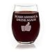 Fineware Make America Drink Again Funny Wine Glass - 15 Oz Etched Stemless Libbey Glass