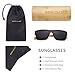 WISH CLUB Wood Square Handmade Sunglasses UV 400 Lenses Classical Style for Women and Men Adults Wooden Bamboo Vintage Light Retro Glasses (Grey)