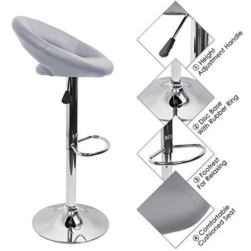 IntimaTe WM Heart Barhocker mit lehne 2er Set, Barstuhl Höhenverstellbar drehbar, Tresenhocker aus Kunstleder, Grau – Bild 5