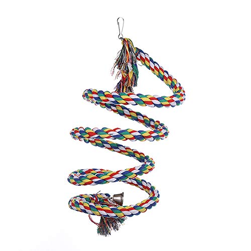 Only Lovuu Colorful Cotton and Steel Wire Cage Rope Pet Bird Perch Training Toy for Parrots (79 Inches)
