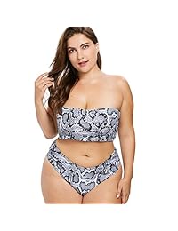 Yii Ouneey Traje de baño de dos piezas con estampado de serpiente para dama, traje de baño de corte alto para dama