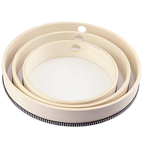 HiGift 3 Pack Hand Drums Kids Percussion Wood Frame Drum with Wooden Drum Beater-12 Inch & 10 Inch & 8 Inch - Thumbnail 5