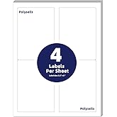 POLYSELLS Shipping Labels with Self Adhesive for Laser & Inkjet Printers, 4 Printing Labels Per Sheet, White 3.5 x 5 Inches - 100 Sheets (400 Shipping Label Paper)