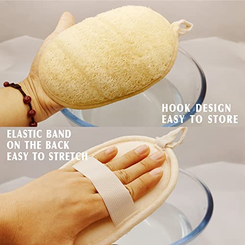 Natural Loofah Sponge Exfoliating Body Scrubber (2 Pack),Made with Eco-Friendly and Biodegradable Shower Luffa Sponge, Loofah for Women and Men, Beige