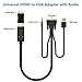 Female/Male HDMI to VGA Dongle Adapter with Audio,2Ft,Universal Active HDMI-VGA Connector Cable 1080P,Adaptador/Convertidor HDMI Out to VGA, Convert PS4,Xbox,TV Stick,PC,Laptop to Monitor,Projector