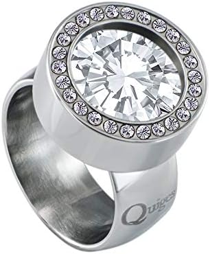 Quiges Shiny Silver Stainless Steel Zirconia Ring 12mm Mini Coin Holder and Interchangeable Zirconia Coin in Different Sizes