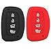 Coolbestda 2Pcs Silicone Smart 4buttons Key Fob Skin Cover Case Protector Keyless Jacket Remote Bag for 2018 2017 2016 Hyundai Tucson Elantra (NOT FIT Flip/Pop Out/Folding Key