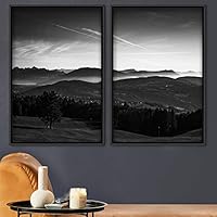 2 Piece Framed Canvas Wall Art Misty Forest Canvas Prints Home Artwork Decoration for Living Room,Bedroom - 16