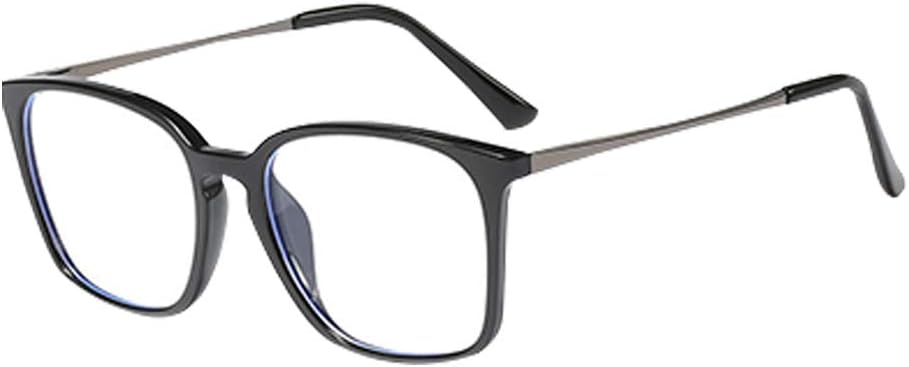 Xinvivion Men Blue Light Blocking Computer Glasses - Anti Eye Fatigue Lens TR90 Frame Spring Hinged Eyeglasses (Bright Black)