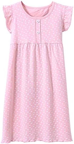 KEREDA Girls Nighties, Cotton Heart Print Princess Style Nightdresses Kids Nightwear for 2-10 Years