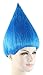 Blue Troll Style Wig Synthetic Hair w/Wig Cap for Halloween Cosplay Costume Party