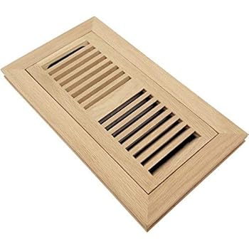 Homewell Red Oak Wood Floor Register, Flush Mount Vent with Damper, 4x10 Inch, Unfinished