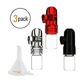 3 Pack Bundle - 1g Twist Snuff Bullet Nasal Sniffers (Glass and Acrylic) w HumanFriendly Micro Funnel