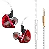 Maxonor Transparent Earphones Sport Running Headphones Waterproof Stereo Super Bass Headset Earbuds Handsfree With Mic (Red)