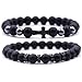 Dolovely 8mm Black Matte Onyx Beads CZ Cross Charm Bracelet Set for Men Women
