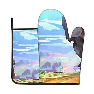 Xiaoxian Pokemon 35 Hittebestendige keukenovenhandschoenen, ovenhandschoenen en potdekselhandschoenen, veilig om te…