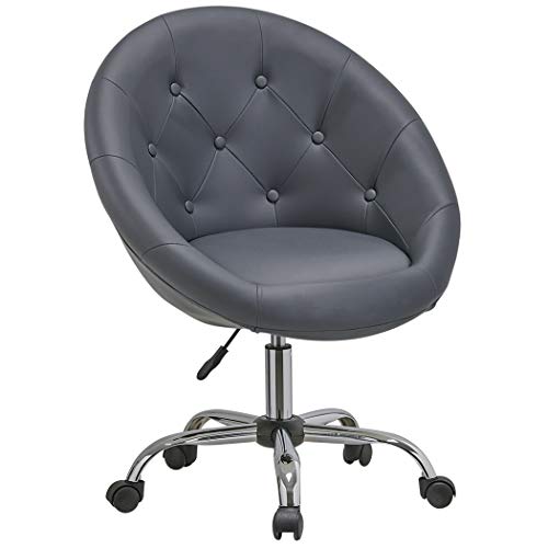 Duhome 509B Home Office Chair Task Computer Chair with Wheels Swivel Height Adjustable Working Stool (Grey)