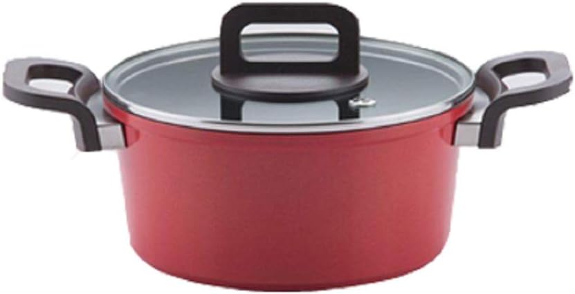 Neoflam Ecolon 4.1 QT Ceramic Nonstick Stockpot Forged Aluminum Cookware 9.5" Casserole Pot with Glass Lid (Burgundy)