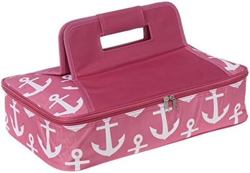 Travel Trends Fashion Print Insulated Portable Casserole Warmer Hot Pink Anchor