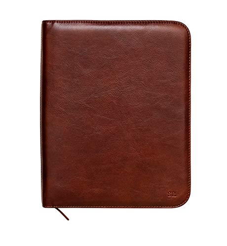 Personalized Leather Padfolio Executive Leather Writing Portfolio, Custom Engraved Business Case Monogrammed - Made in Italy (Custom Brown)